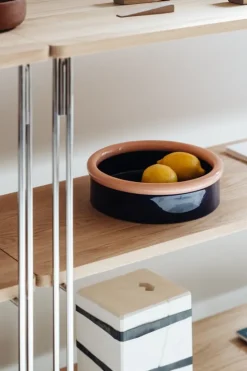 Nine Rod bowl, 7 x 23,3 cm, coral - dark blue