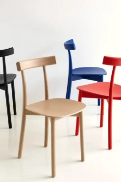 Nine Skinny side chair, blue stained ash