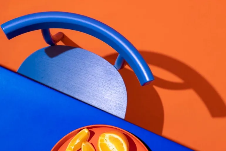 Nine Skinny side chair, blue stained ash