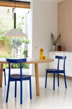 Nine Skinny side chair, blue stained ash