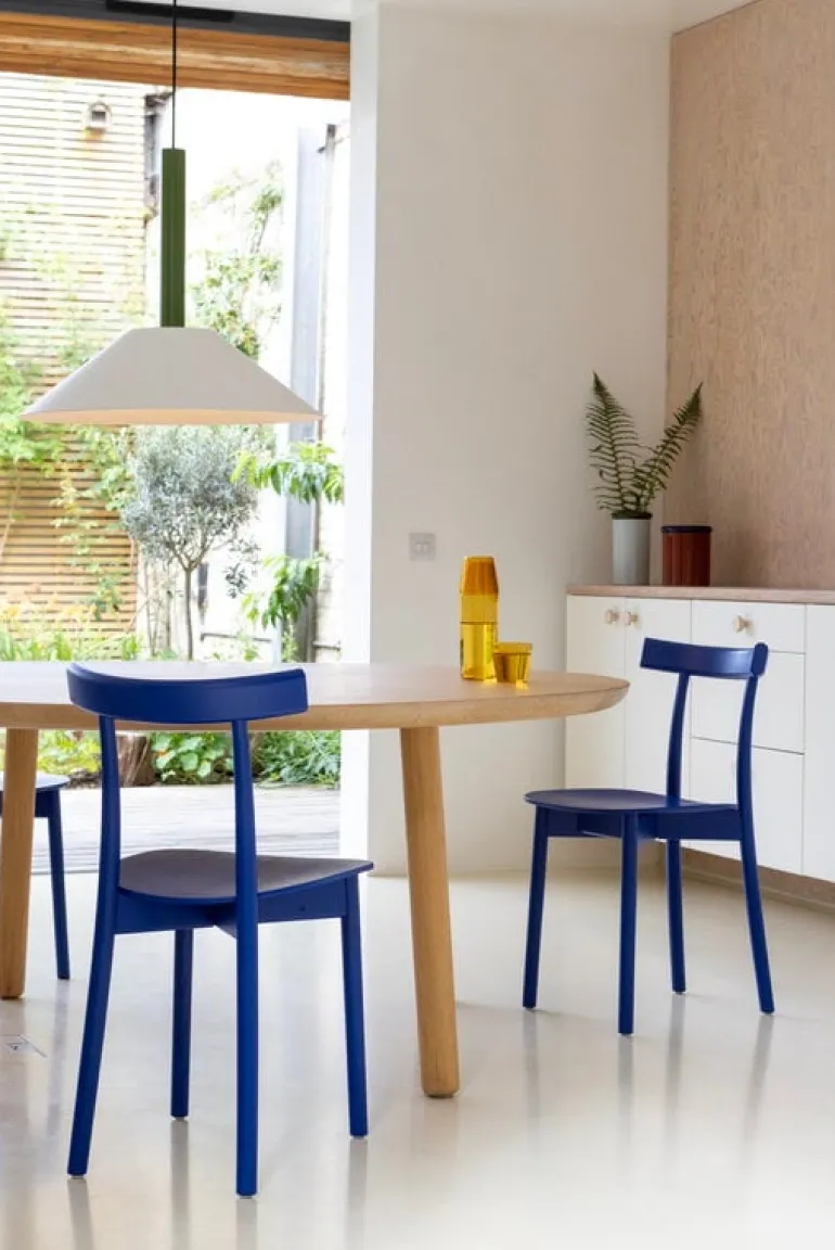 Nine Skinny side chair, blue stained ash