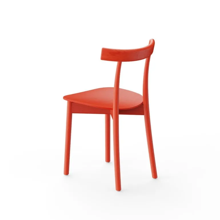 Nine Skinny side chair, red stained ash