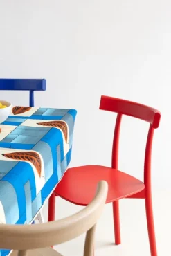 Nine Skinny side chair, red stained ash