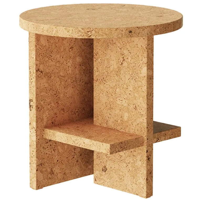 Nine Tee side table, round, natural cork