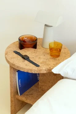 Nine Tee side table, round, natural cork