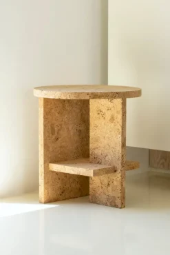 Nine Tee side table, round, natural cork