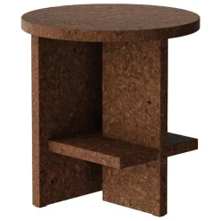 Nine Tee side table, round, smoked cork