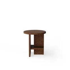 Nine Tee side table, round, smoked cork