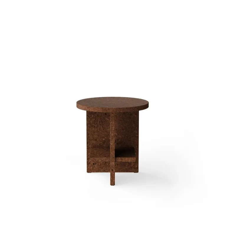 Nine Tee side table, round, smoked cork