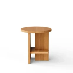 Nine Tee side table, round, matt lacquered oak