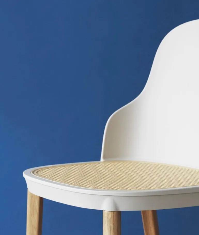 Normann Copenhagen Allez chair, white - moulded wicker - oak