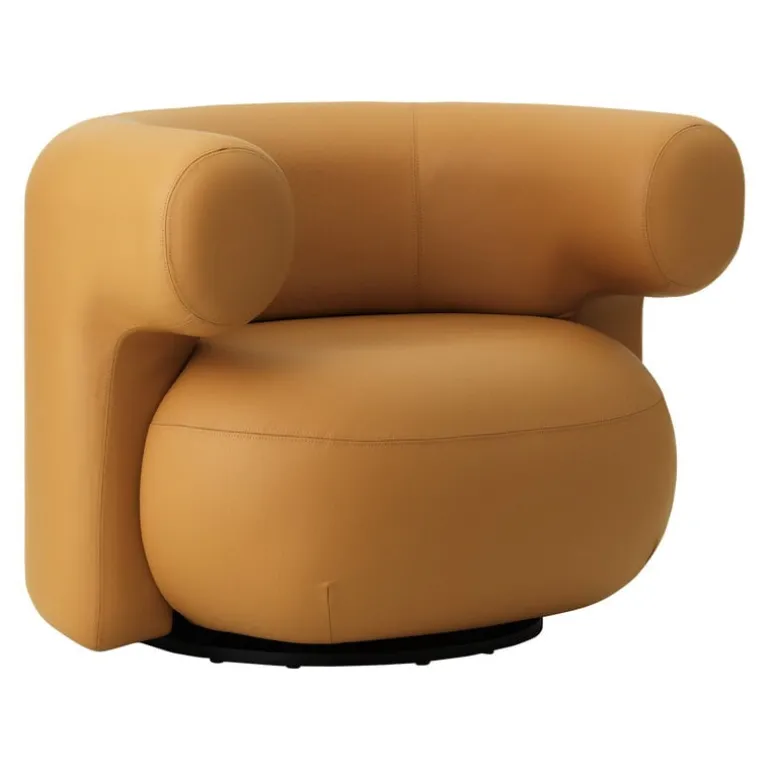 Normann Copenhagen Burra lounge chair, swivel, Ultra leather camel