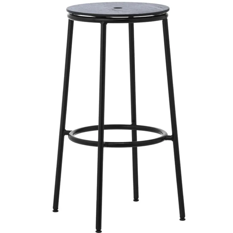 Normann Copenhagen Circa bar stool, 75 cm, black steel - black oak