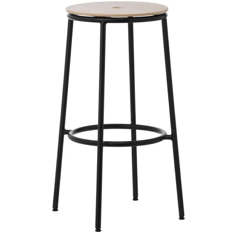 Normann Copenhagen Circa bar stool, 75 cm, black steel - oak