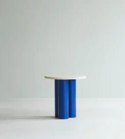Normann Copenhagen Dit table, bright blue - light travertine