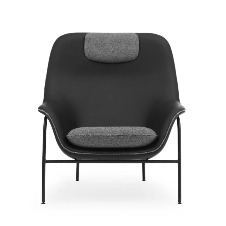 Normann Copenhagen Drape lounge chair, headr., black leather- Hallingdal 166- black