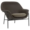 Normann Copenhagen Drape lounge chair, low, brown leather - Hallingdal 270 - black