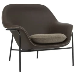 Normann Copenhagen Drape lounge chair, low, brown leather - Hallingdal 270 - black