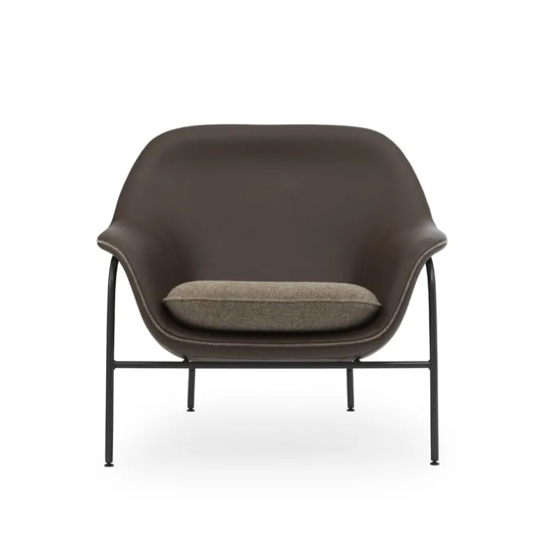 Normann Copenhagen Drape lounge chair, low, brown leather - Hallingdal 270 - black