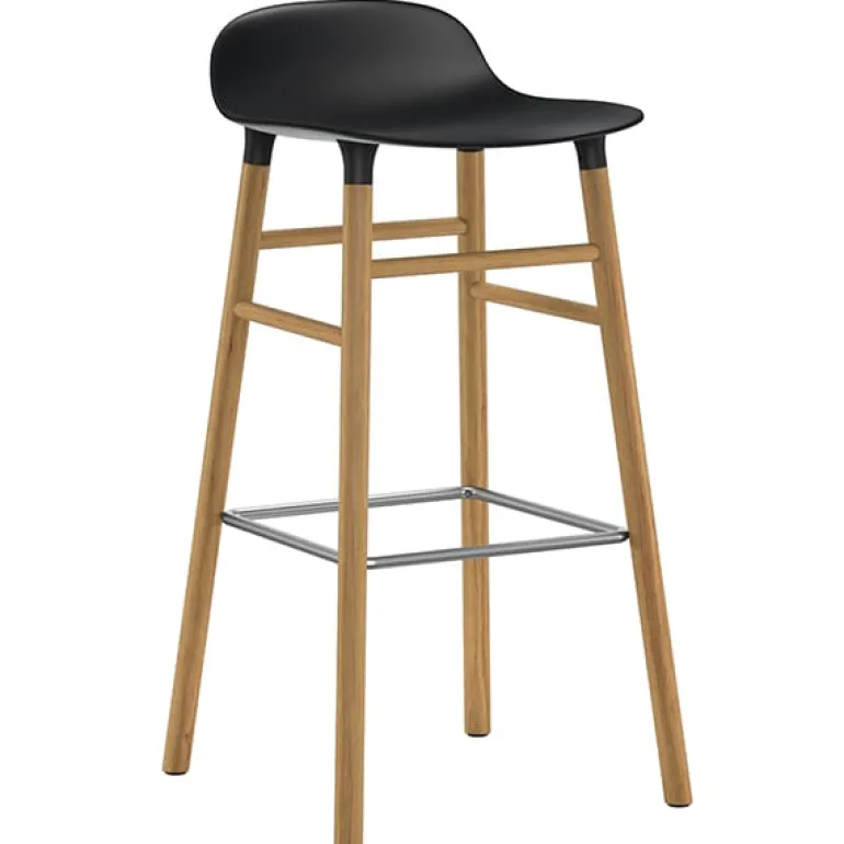 Normann Copenhagen Form bar stool, 75 cm, black - oak