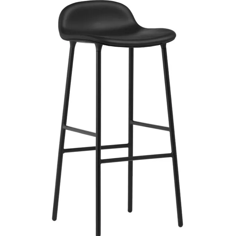 Normann Copenhagen Form bar stool, 75 cm, black steel - black leather Ultra