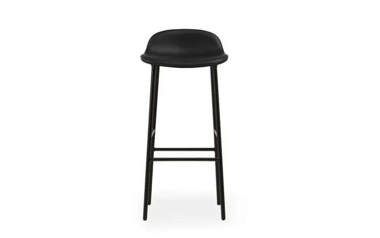 Normann Copenhagen Form bar stool, 75 cm, black steel - black leather Ultra