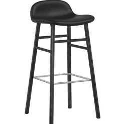 Normann Copenhagen Form bar stool, 75 cm, black oak - black leather Ultra