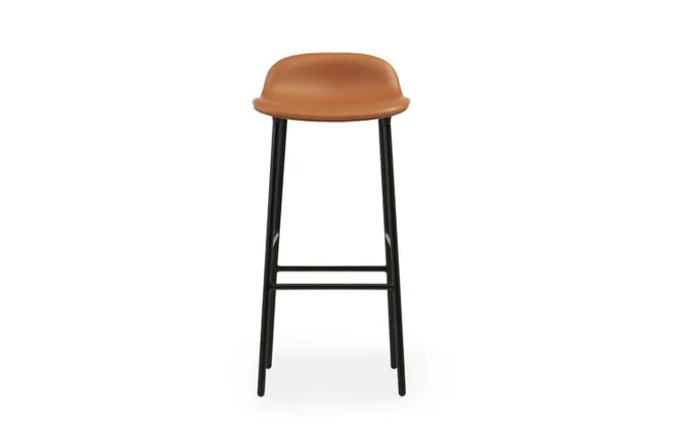 Normann Copenhagen Form bar stool, 75 cm, black steel - brandy leather Ultra