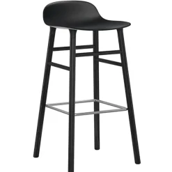 Normann Copenhagen Form bar stool, 75 cm, black - black oak