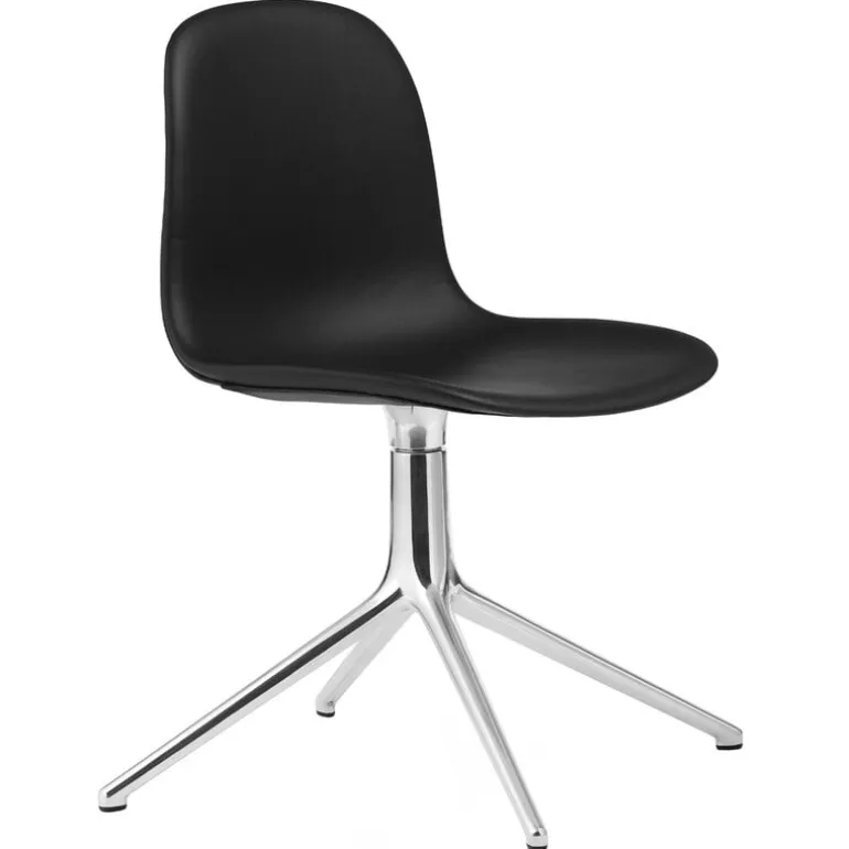 Normann Copenhagen Form Swivel 4L chair, aluminium - black leather Ultra