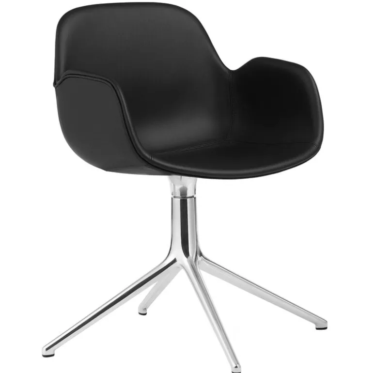 Normann Copenhagen Form Swivel 4L armchair, aluminium - black leather Ultra
