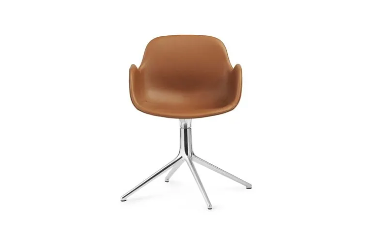 Normann Copenhagen Form Swivel 4L armchair, aluminium - brandy leather Ultra