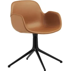 Normann Copenhagen Form Swivel 4L armchair, black - brandy leather Ultra