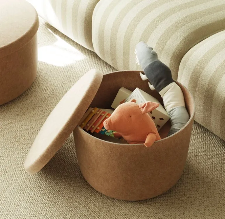 Normann Copenhagen Hide storage pouf, small, sand