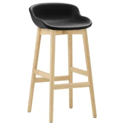 Normann Copenhagen Hyg bar stool 75 cm, oak - black leather Ultra