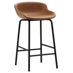 Normann Copenhagen Hyg bar stool, 65 cm, black - brandy leather Ultra