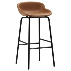 Normann Copenhagen Hyg bar stool, 75 cm, black - brandy leather Ultra