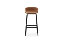 Normann Copenhagen Hyg bar stool, 75 cm, black - brandy leather Ultra