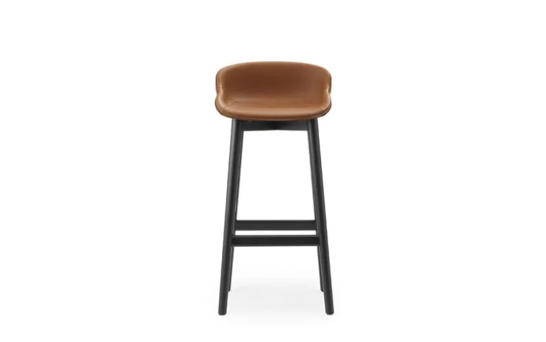 Normann Copenhagen Hyg bar stool, 75 cm, black oak - brandy leather Ultra