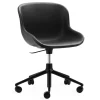 Normann Copenhagen Hyg chair with 5 wheels, swivel, black - black leather Ultra