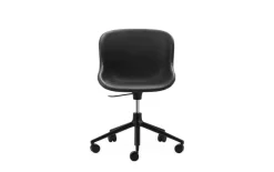 Normann Copenhagen Hyg chair with 5 wheels, swivel, black - black leather Ultra