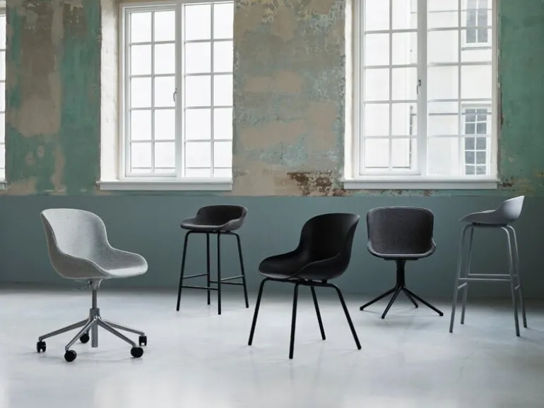 Normann Copenhagen Hyg chair, swivel, black - black leather Ultra