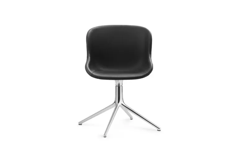 Normann Copenhagen Hyg chair, swivel, aluminium - black leather Ultra