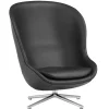 Normann Copenhagen Hyg lounge chair, high, swivel, aluminium - black leather Ultra