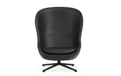 Normann Copenhagen Hyg lounge chair, high, swivel and tilt, black - black leather