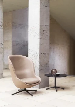 Normann Copenhagen Hyg lounge chair, high, swivel and tilt, black - black leather