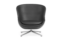 Normann Copenhagen Hyg lounge chair, low, swivel and tilt, aluminium-black leather