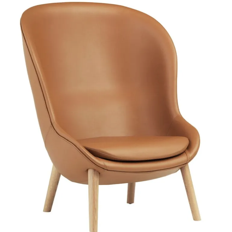 Normann Copenhagen Hyg lounge chair, high, oak - brandy leather Ultra