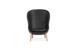 Normann Copenhagen Hyg lounge chair, high, oak - black leather Ultra