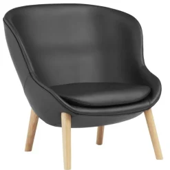 Normann Copenhagen Hyg lounge chair, low, oak - black leather Ultra